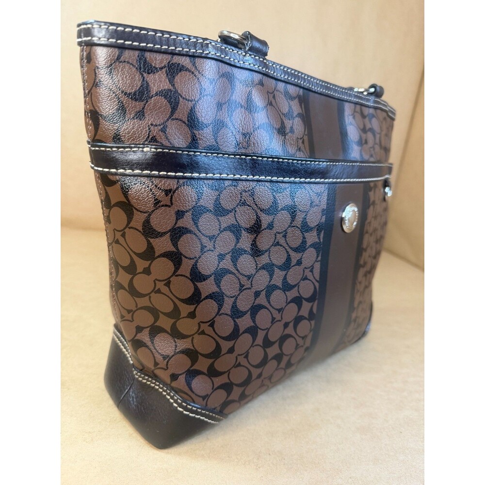 Coach F15137 Chelsea Heritage Stripe Signature C North South Tote AUTHENTICATED - Picture 4 of 16